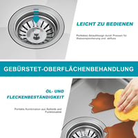 KEOKBON 60x50 cm rozsdamentes acél beépíthető konyhai mosogató túlfolyással és szifonnal 2
