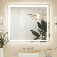 Keonjinn LED-es Fürdőszobai Tükör 100x90 cm Páramentesítő Funkcióval Megvilágított Falitükör 1