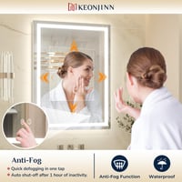 Keonjinn LED-es Fürdőszobai Tükör 100x90 cm Páramentesítő Funkcióval Megvilágított Falitükör 4
