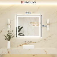Keonjinn LED-es Fürdőszobai Tükör 100x90 cm Páramentesítő Funkcióval Megvilágított Falitükör 2