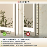Keonjinn LED-es Fürdőszobai Tükör 100x90 cm Páramentesítő Funkcióval Megvilágított Falitükör 6