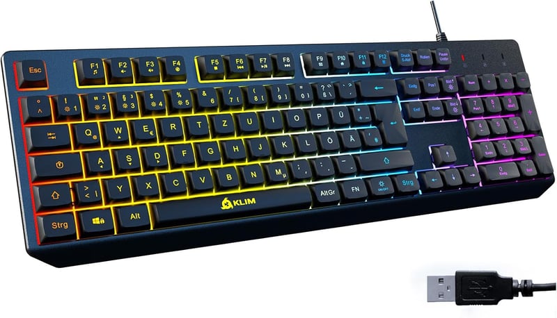 KLIM Chroma RGB Gamer Billentyűzet USB - Színes LED Világítás PC Mac PS4