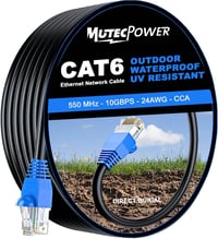 MutecPower Cat6 Kültéri Ethernet Kábel - Gigabit Hálózati UTP Patch Vezeték 550MHz - UV-álló, Vízálló - PC, Router, Szerver Kompatibilis 1