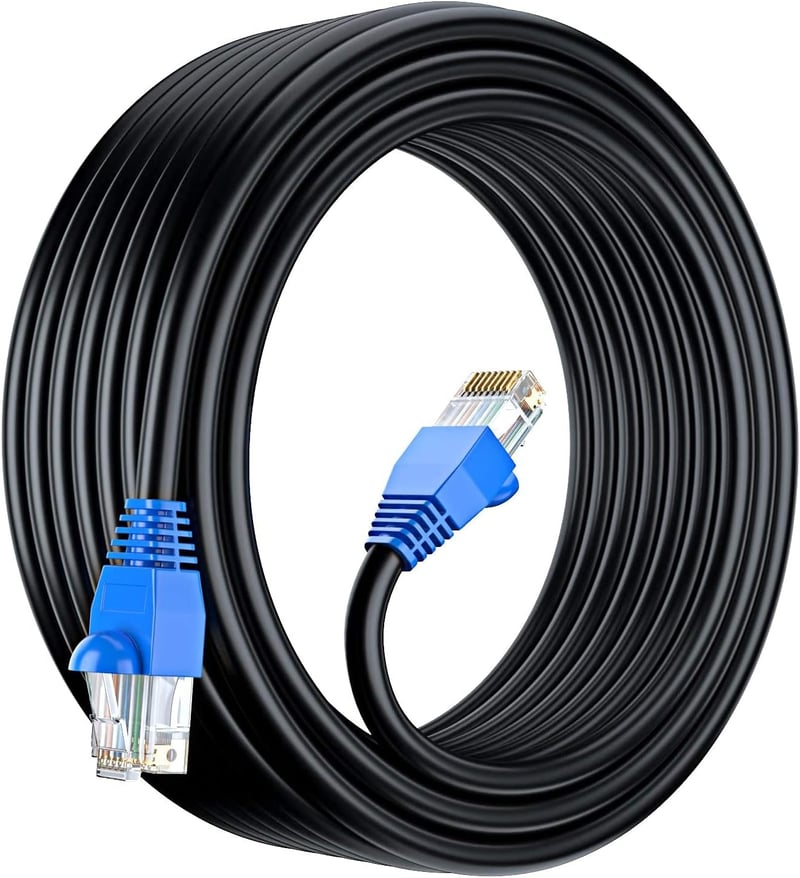 MutecPower Cat6 Kültéri Ethernet Kábel - Gigabit Hálózati UTP Patch Vezeték 550MHz - UV-álló, Vízálló - PC, Router, Szerver Kompatibilis