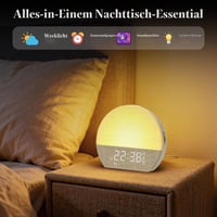 Ceas deșteptător cu simulare de răsărit KEPLUG, alarmă dublă și 30 de sunete, ceas de masă cu terapie prin lumină naturală 4