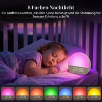 Ceas deșteptător cu simulare de răsărit KEPLUG, alarmă dublă și 30 de sunete, ceas de masă cu terapie prin lumină naturală 6