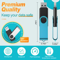 Stick USB Kepmem 8GB, set de 10 bucăți, USB 2.0, unitate flash metalică rotativă, multicolor, cu breloc, memorie 8 GB pentru tabletă și PC 5