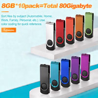 Stick USB Kepmem 8GB, set de 10 bucăți, USB 2.0, unitate flash metalică rotativă, multicolor, cu breloc, memorie 8 GB pentru tabletă și PC 7