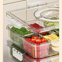 Kepuarm Snackbox – 8-dielny box na desiatu s vekom, priehľadný organizér na ovocie a pochutiny do chladničky, 4,7 l, 31x23,5x6,5 cm 3