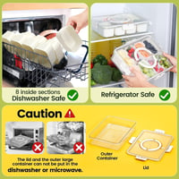 Kepuarm Snackbox – 8-dielny box na desiatu s vekom, priehľadný organizér na ovocie a pochutiny do chladničky, 4,7 l, 31x23,5x6,5 cm 5