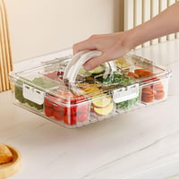 Kepuarm Snackbox – 8-dielny box na desiatu s vekom, priehľadný organizér na ovocie a pochutiny do chladničky, 4,7 l, 31x23,5x6,5 cm 8