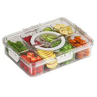 Kepuarm Snackbox – 8-dielny box na desiatu s vekom, priehľadný organizér na ovocie a pochutiny do chladničky, 4,7 l, 31x23,5x6,5 cm 1