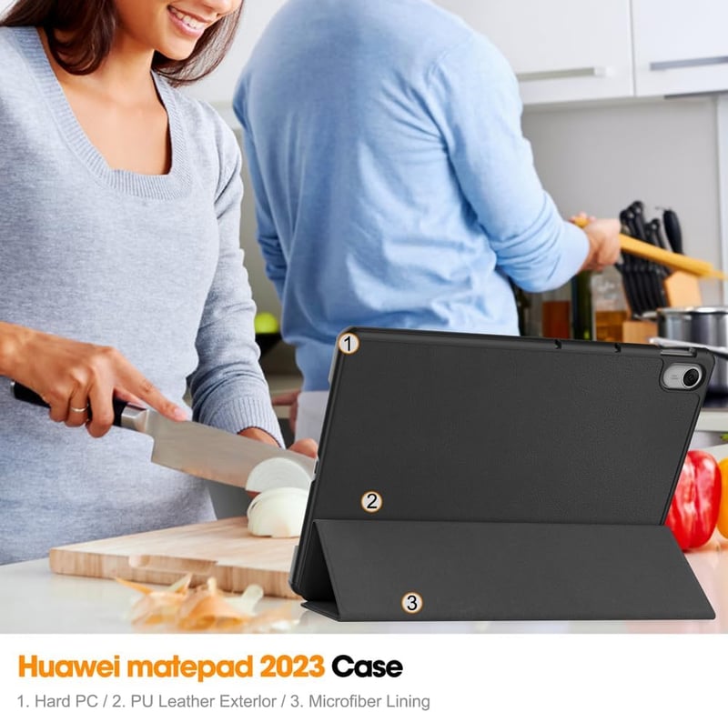 Kepuch Huawei MatePad 11.5 2023 Tok Fekete Smart PU Bőr Védőtok - black