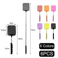 Set 6 Palete pentru Muște Keratobleem, Extensibile, Roșu/Portocaliu/Galben/Roz/Mov/Negru, cu Mâner Telescopic, Împotriva Muștelor și Insectelor 2