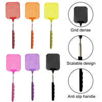 Set 6 Palete pentru Muște Keratobleem, Extensibile, Roșu/Portocaliu/Galben/Roz/Mov/Negru, cu Mâner Telescopic, Împotriva Muștelor și Insectelor 3