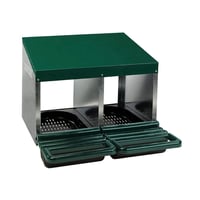 Cuib de ouat pentru găini Kerbl Hobbyfarming cu 2 compartimente, verde închis, 53x52x43,5 cm, din metal galvanizat, cu ușă detașabilă 1