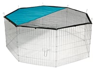 Kerbl Pet rozšíriteľný pozinkovaný kovový výbeh pre zvieratá s krytom a tienidlom - 8 dielov, 57x56 cm 1