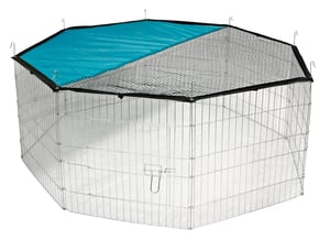 Kerbl Pet proširiva pocinčana metalna ograda za kućne ljubimce s poklopcem i zaštitom od sunca - 8 elemenata, 57x56 cm