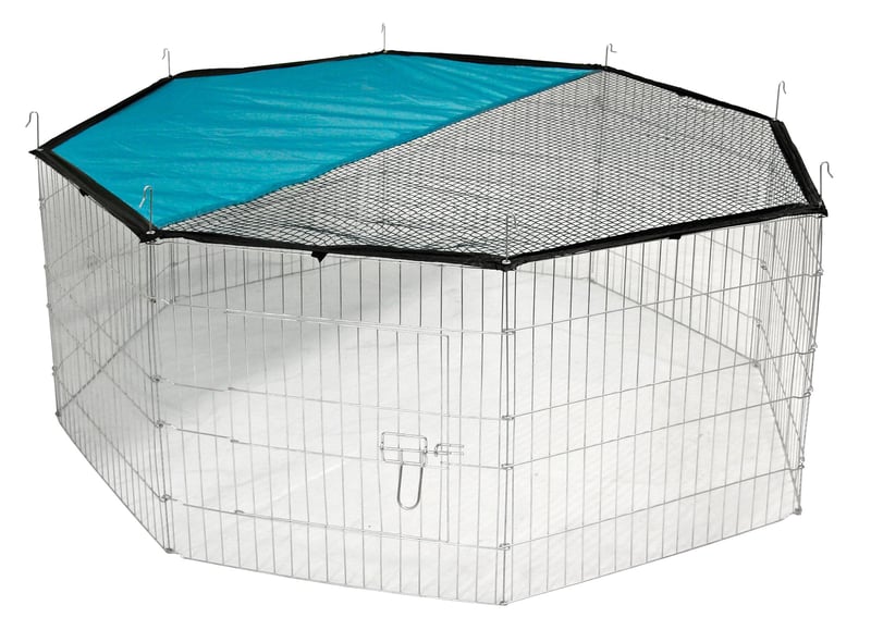 Kerbl Pet rozšíriteľný pozinkovaný kovový výbeh pre zvieratá s krytom a tienidlom - 8 dielov, 57x56 cm