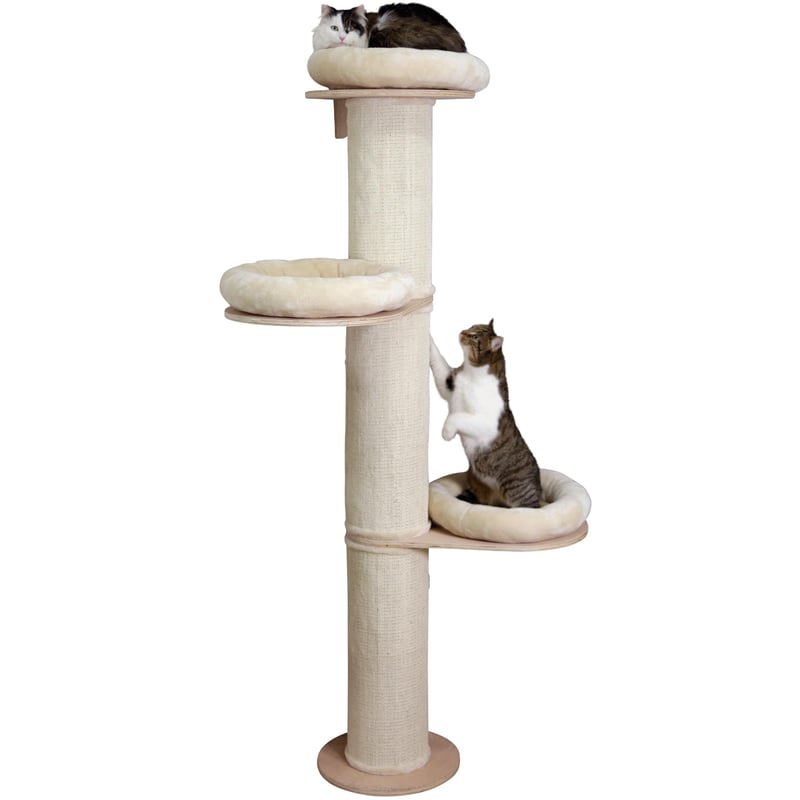 Ansamblu de cățărat pentru pisici Kerbl Pet Dolomit Tower - Ø 38 cm, înălțime 187 cm, culoarea bej
