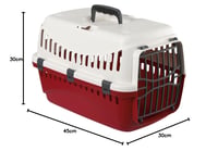 Cușcă de transport Kerbl Pet Expedion pentru câini și pisici - Crem/Burgund - 45x30x30 cm - Pentru câini de talie mică - Transporter din plastic 8