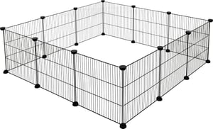 Kerbl Pet Hopsi kültéri ketrec 12 rácselem 35x35 cm elemenként összecsukható kisállat játszótér nyúl tengerimalac számára fekete