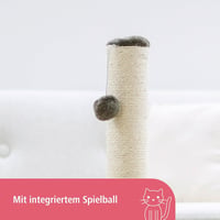 Škrabadlo pre mačky Kerbl Pet Opal Maxi s loptičkou na hranie, prírodný sisal, 78 cm, sivé, priemer 9 cm 4