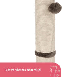 Škrabadlo pre mačky Kerbl Pet Opal Maxi s loptičkou na hranie, prírodný sisal, 78 cm, sivé, priemer 9 cm 3