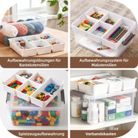 Kerhouze kutija za pohranu od 16L s poklopcem i odvojivom ladicom, višenamjenska plastična kutija za LEGO kockice, alat, ručni rad i vunu 8