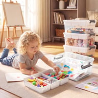Kerhouze kutija za pohranu od 16L s poklopcem i odvojivom ladicom, višenamjenska plastična kutija za LEGO kockice, alat, ručni rad i vunu 7