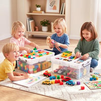 Kerhouze kutija za pohranu od 16L s poklopcem i odvojivom ladicom, višenamjenska plastična kutija za LEGO kockice, alat, ručni rad i vunu 6