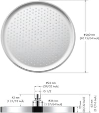 KES 10 Inch Kerek Zuhanyfej Anti-Mészkő Fúvókákkal Polírozott Króm 5