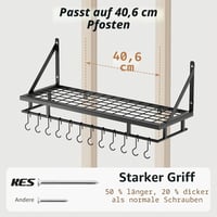 Raft de bucătărie de perete KES 75 cm cu 12 cârlige, negru mat 6