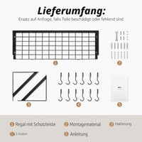 Raft de bucătărie de perete KES 75 cm cu 12 cârlige, negru mat 9