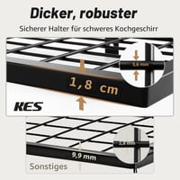 Raft de bucătărie de perete KES 75 cm cu 12 cârlige, negru mat 4