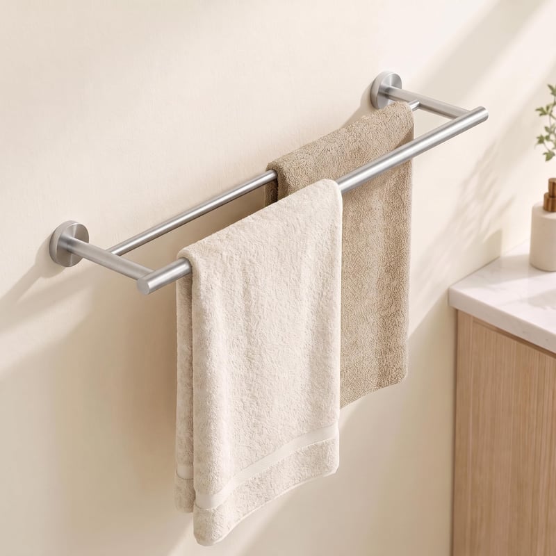 KES A2001S60-2 Suport dublu pentru prosoape 60 cm, bară de prosop pentru baie cu montare pe perete, oțel inoxidabil SUS304, finisaj satinat periat