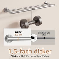 KES A2001S60-2 Suport dublu pentru prosoape 60 cm, bară de prosop pentru baie cu montare pe perete, oțel inoxidabil SUS304, finisaj satinat periat 5