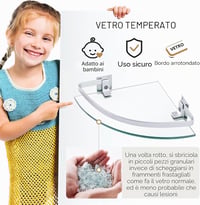 Raft de colț din sticlă KES A4120A-P2 pentru duș și baie, cu bară de fixare din aluminiu și sticlă securizată extra groasă, argintiu, 2 bucăți 7