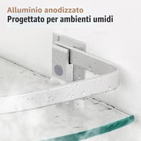 Raft de colț din sticlă KES A4120A-P2 pentru duș și baie, cu bară de fixare din aluminiu și sticlă securizată extra groasă, argintiu, 2 bucăți 6