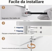 Raft de colț din sticlă KES A4120A-P2 pentru duș și baie, cu bară de fixare din aluminiu și sticlă securizată extra groasă, argintiu, 2 bucăți 9