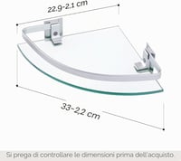 Raft de colț din sticlă KES A4120A-P2 pentru duș și baie, cu bară de fixare din aluminiu și sticlă securizată extra groasă, argintiu, 2 bucăți 2