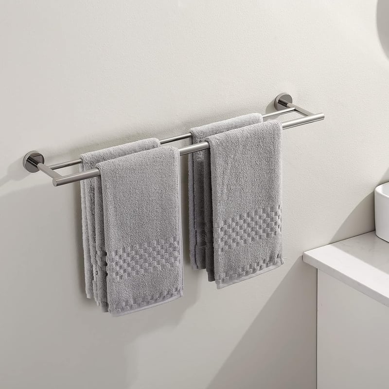 KES Dupla Fürdőszobai Törölközőtartó Rozsdamentes Acél SUS304 - 75 cm, Silver Colours