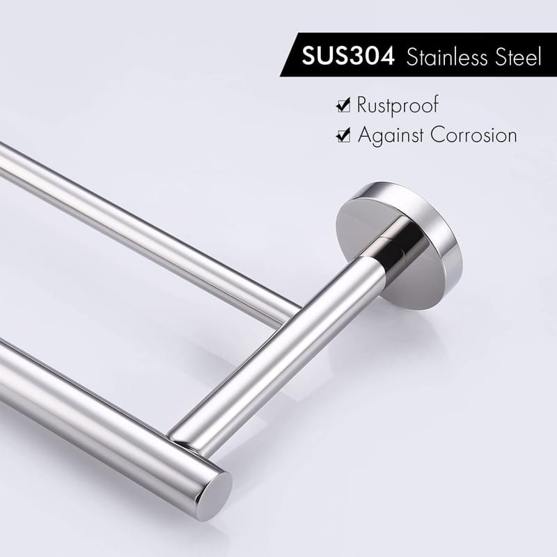 KES Dupla Fürdőszobai Törölközőtartó Rozsdamentes Acél SUS304 - 75 cm, Silver Colours