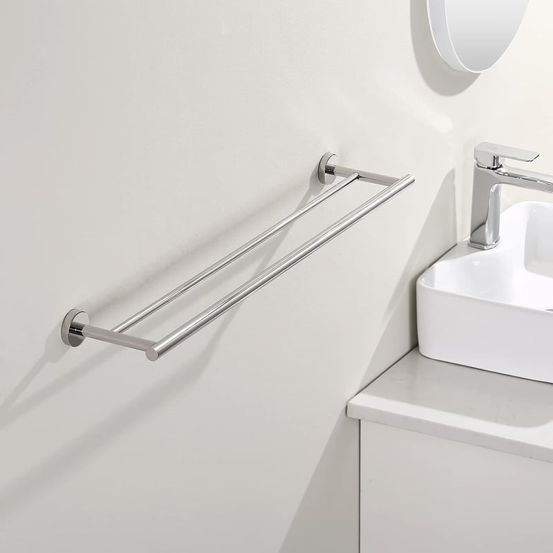 KES Dupla Fürdőszobai Törölközőtartó Rozsdamentes Acél SUS304 - 75 cm, Silver Colours
