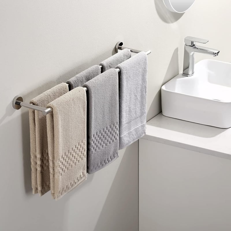 KES Dupla Fürdőszobai Törölközőtartó Rozsdamentes Acél SUS304 - 75 cm, Silver Colours