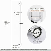 KES F209S122-PS Sprchová tyč s nastaviteľným držiakom sprchy 122 cm, montáž na stenu, nehrdzavejúca oceľ 18/8, leštený povrch 8