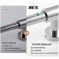 KES F209S122-PS Sprchová tyč s nastaviteľným držiakom sprchy 122 cm, montáž na stenu, nehrdzavejúca oceľ 18/8, leštený povrch 3