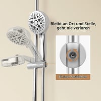 KES F209S122-PS Sprchová tyč s nastaviteľným držiakom sprchy 122 cm, montáž na stenu, nehrdzavejúca oceľ 18/8, leštený povrch 5