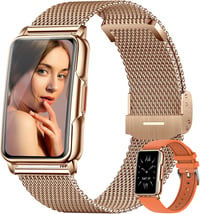 Ceas inteligent de damă Kesasohe, 1,47 inchi, rezistent la apă IP68, monitor fitness, auriu-roze, monitorizare puls, somn, SpO2, 124 moduri sport, compatibil Android și iOS 1