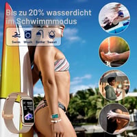 Ceas inteligent de damă Kesasohe, 1,47 inchi, rezistent la apă IP68, monitor fitness, auriu-roze, monitorizare puls, somn, SpO2, 124 moduri sport, compatibil Android și iOS 6